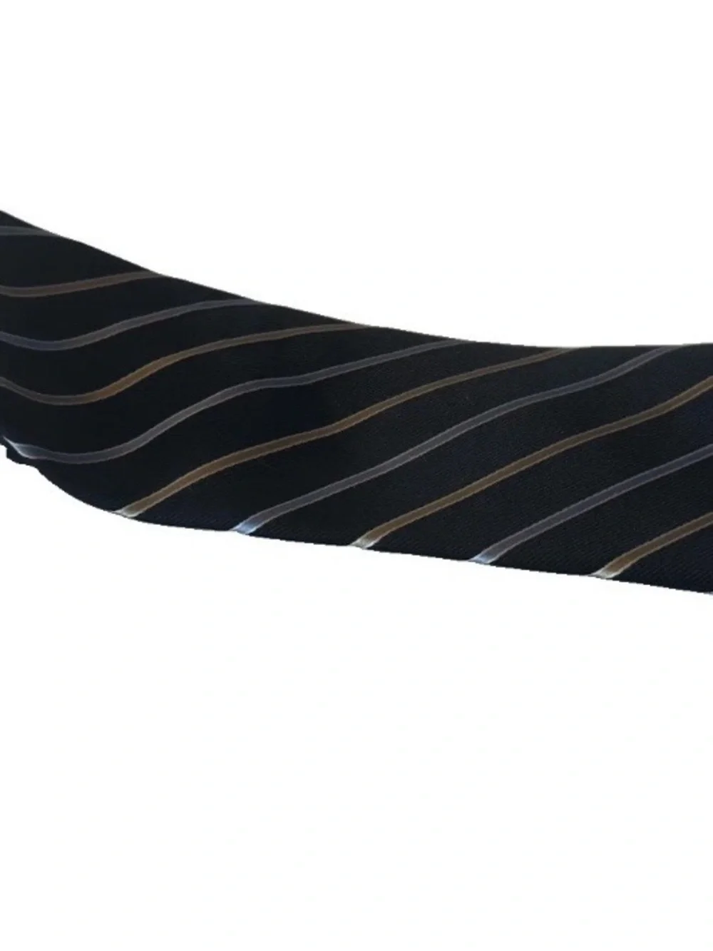 Nautica Black Blue and Tan Striped Rep Necktie